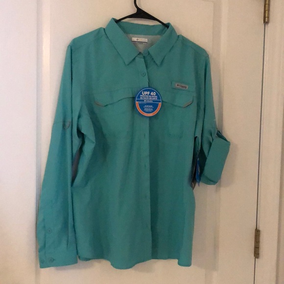 Columbia Tops - Columbia Teal colored Long Sleeve Shirt w upf 40